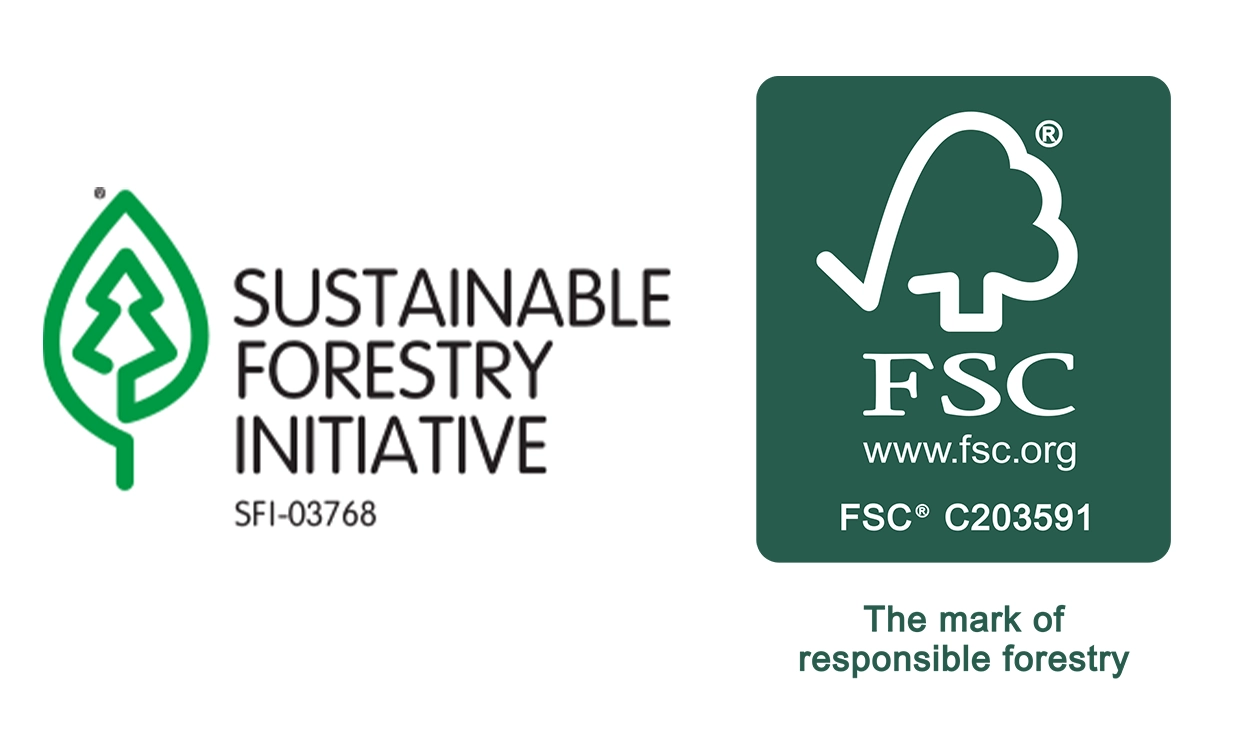 Sustainable Forest Initiative logo and FSC Logo. FSC C2203591