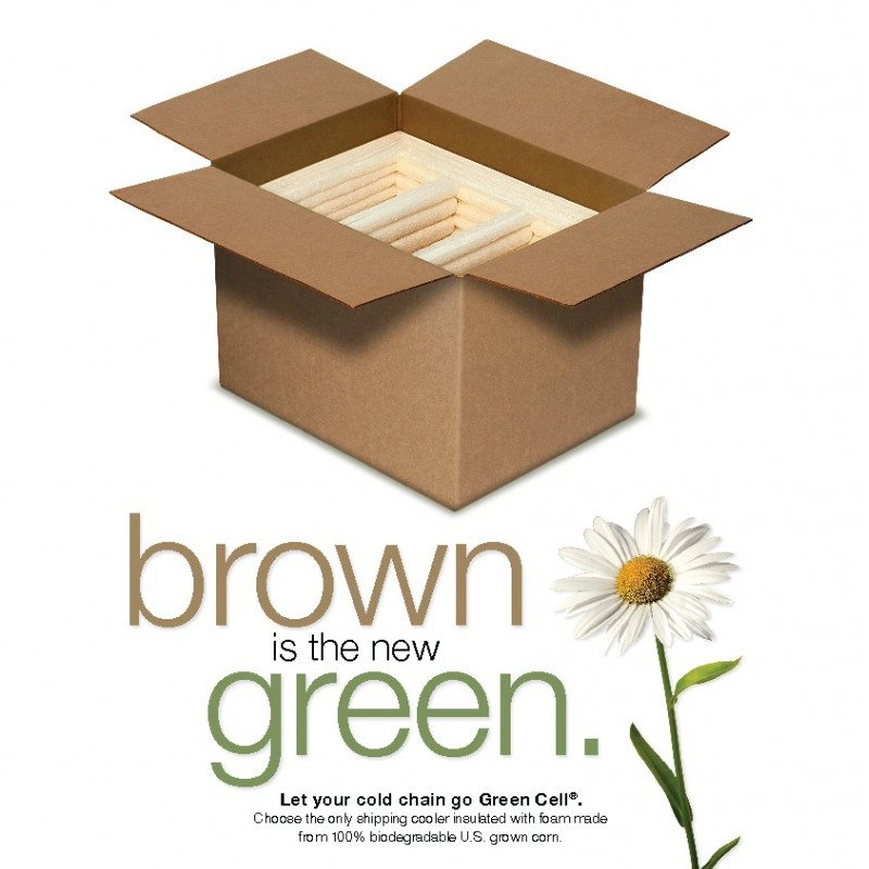 Brown is the new green. Green Cell foam advertisement