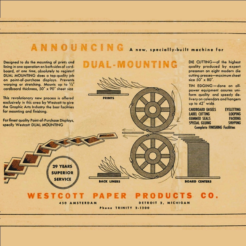 Vintage Westcott Paper Products Co. dual-mounting advertisement