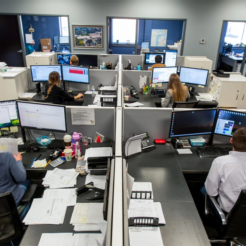 Landaal office employees working at desks